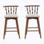 Tabouret de bar d'intérieur en bois, finition noire avec revêtement gris, ensemble de 2-2145097321