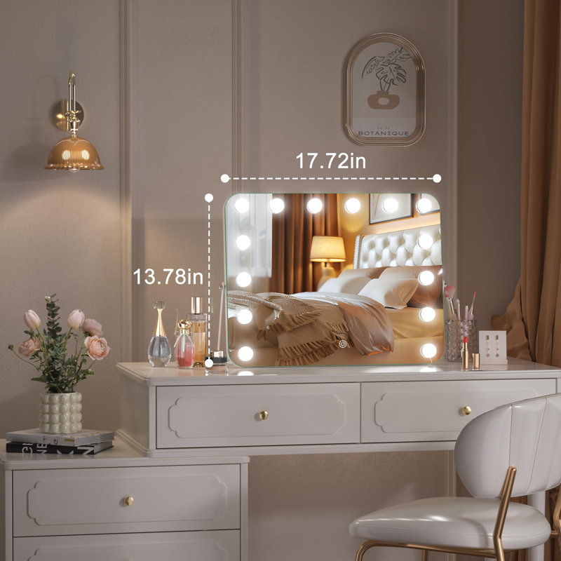 1 petit miroir de maquillage rectangulaire en métal, 17,7 po x 13,8 po