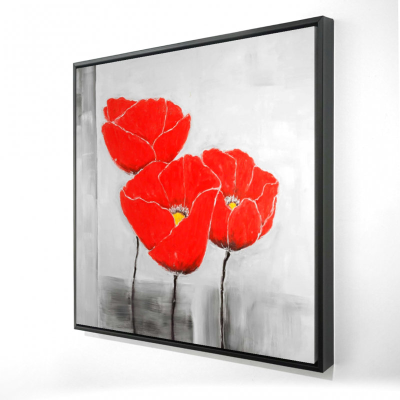 Three Poppies Botanical Canvas - Décoration florale pour chambre à coucher