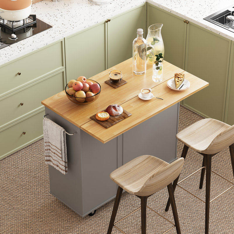 Arnola 39.7" W Kitchen Island Cart, Gray