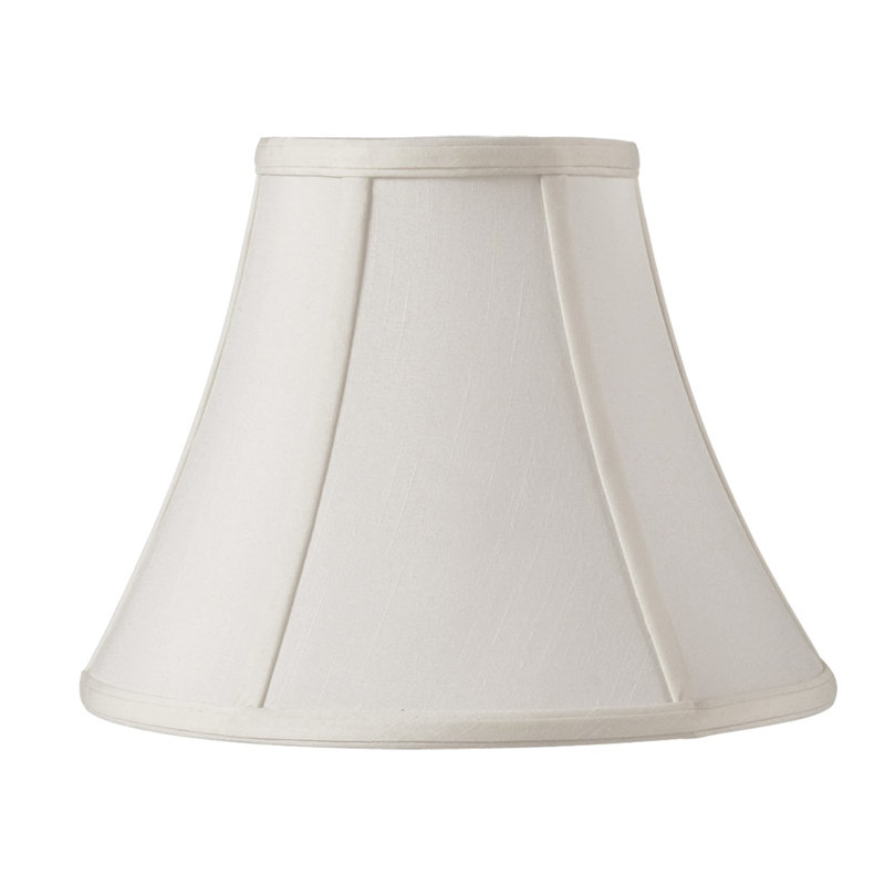 Abat-jour cloche en soie / shantung (araignée), Blanc, H 12 po x l 16 po x P 16 po