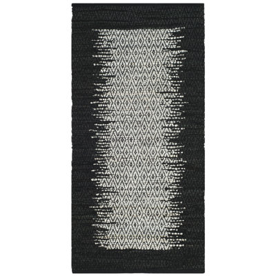 Tapis géométrique en cuir tissé à la main Phillis