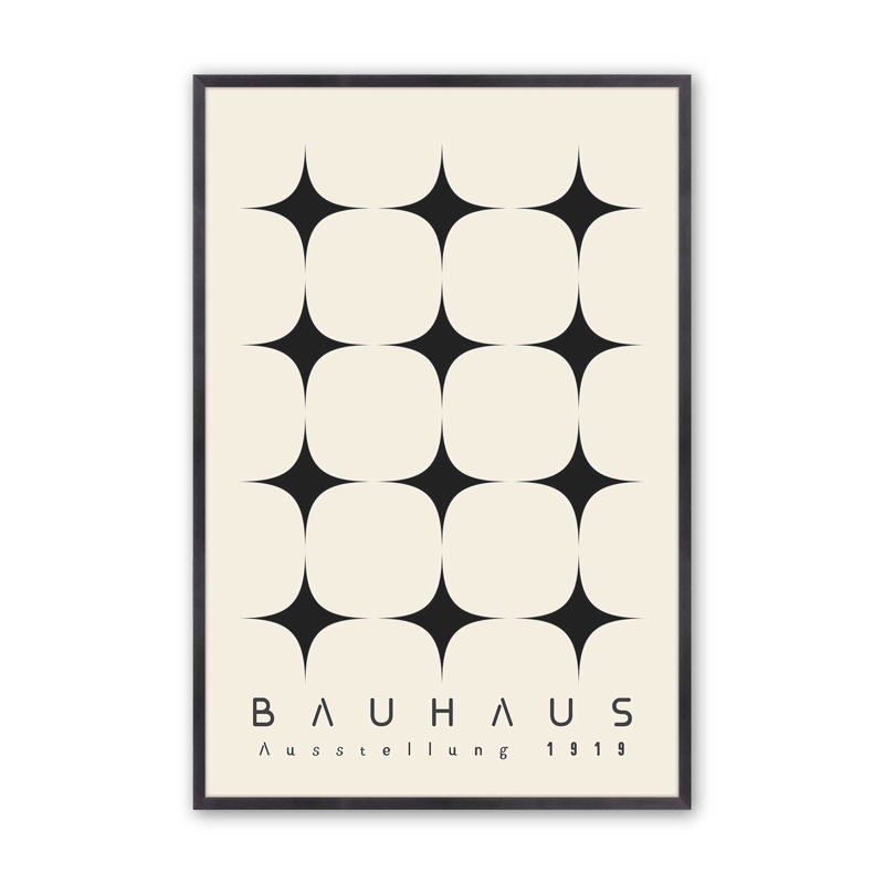 Imprimé minimaliste d'étoiles du Bauhaus, H 15,25 po x l 12,25 po, Cadre photo simple en zinc patiné