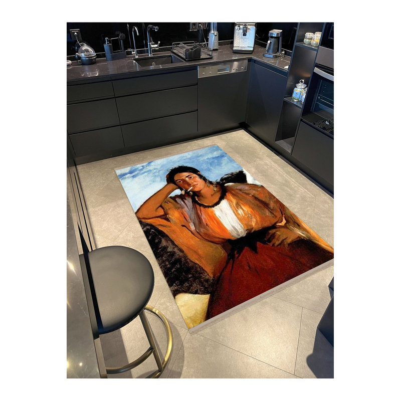 Tapis lavable à la machine à motif amérindien de la collection Barcelona, Rectangle 2 pi 6 po x 4 pi 11 po