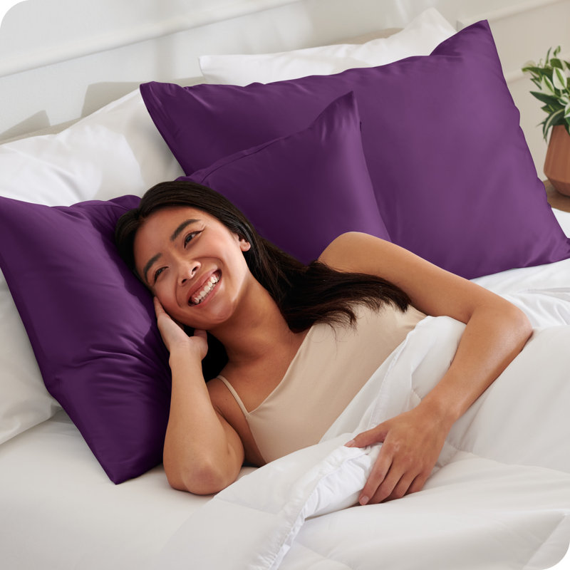 Soft Poly Satin Pillowcase Set, Plum, Standard Pillowcases