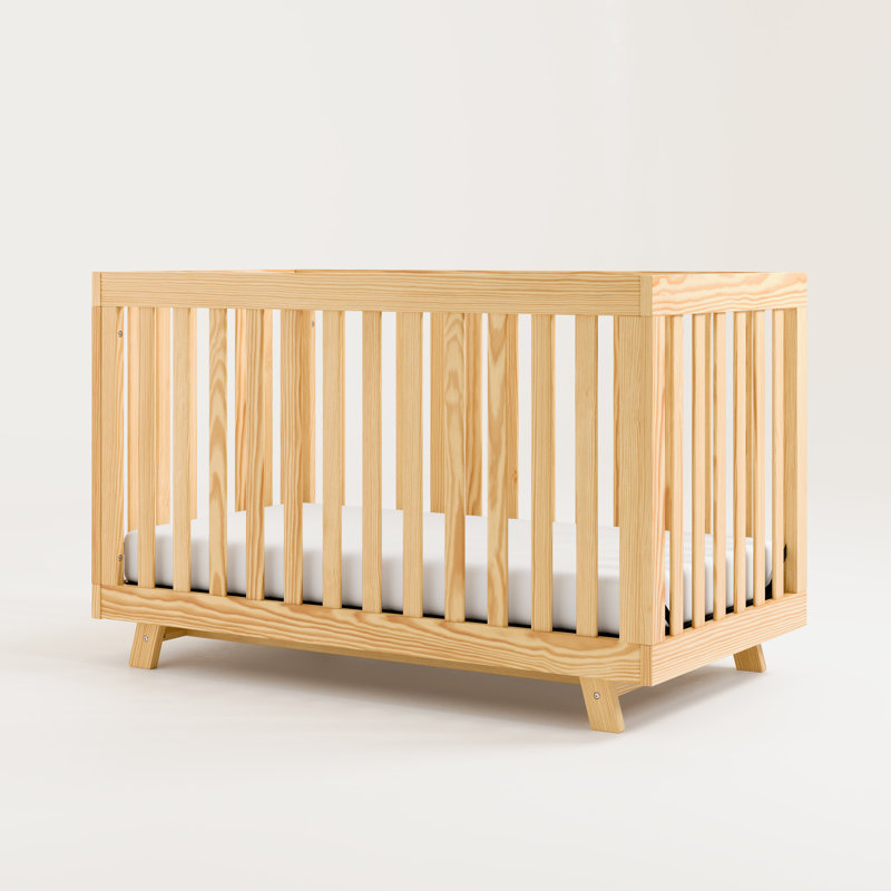 Natural Wood 3-in-1 Convertible Crib with Adjustable Mattress Base