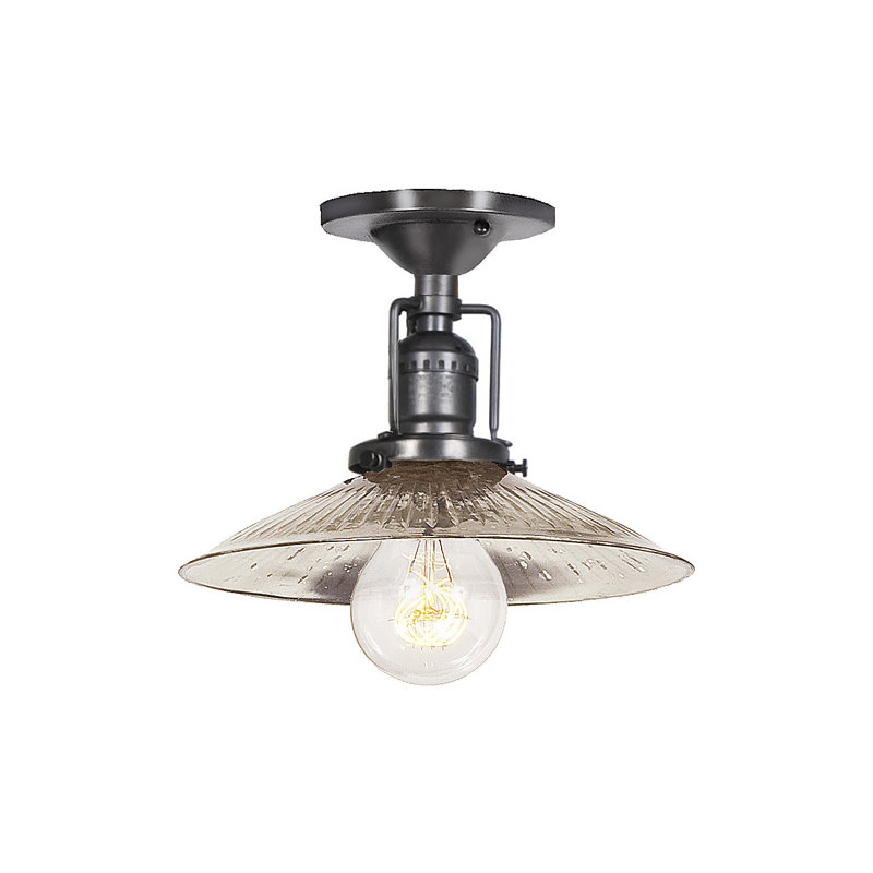 Shumway Glass Semi Flush Mount, Gun Metal, Antique Mercury