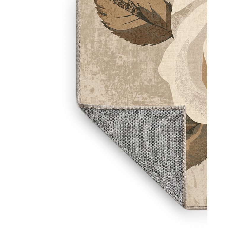 Machine Washable Fieldston Valentines Modern & Contemporary Abstract Rug in Brown – Beige Binding, 4x6