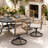 6-Person Round Patio Dining Set With 360° Swivel Cushioned PE Wicker Chairs