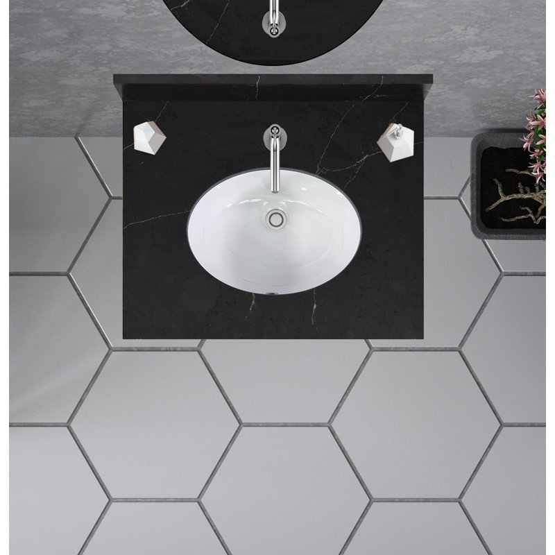 25'' Quartz Single Bathroom Vanity Top with Sink, Broadway Black