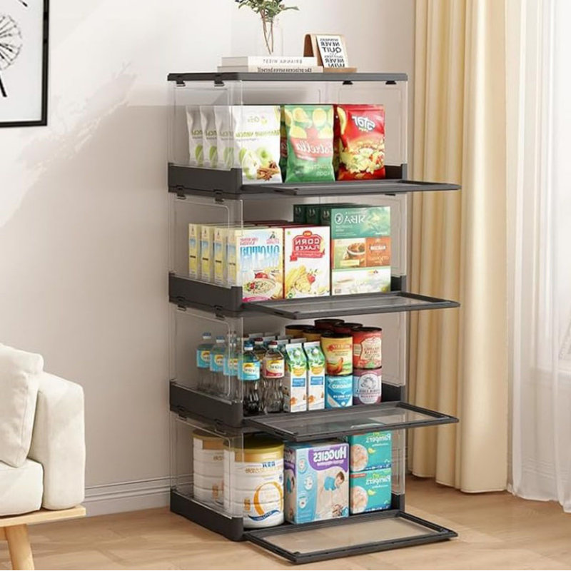 3-Pack Clear Stackable Storage Bins with Lids, Black
