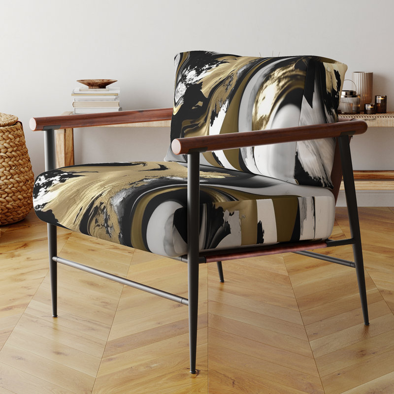 Fauteuil d'appoint rembourré Wild Wave Bliss, Noir
