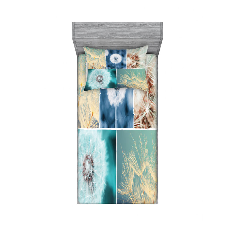 Dandelion Microfiber Sheet Set, Twin Sheet Set + Fitted Sheet + 1 Pillowcase