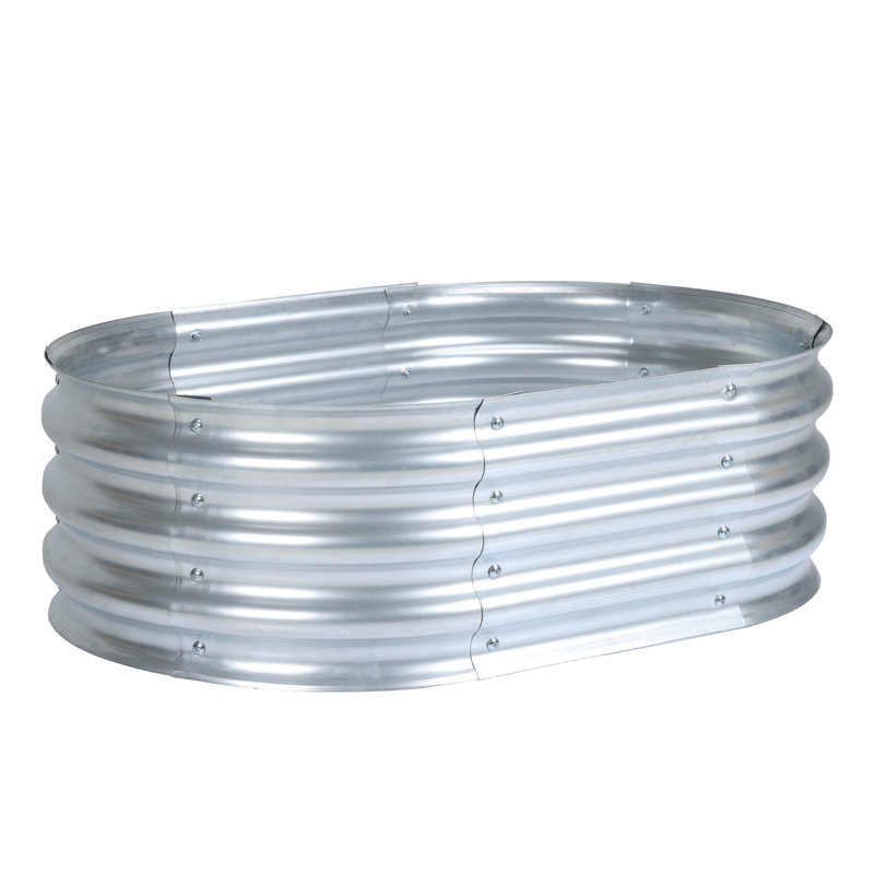 Galvanized Raised Garden Bed Silver, 11.81" H x 35.34" W x 23.62" D