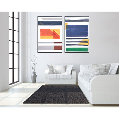 Art mural toile géométrique couleur harmonie - 32 po x 47 po - (ensemble de 2)