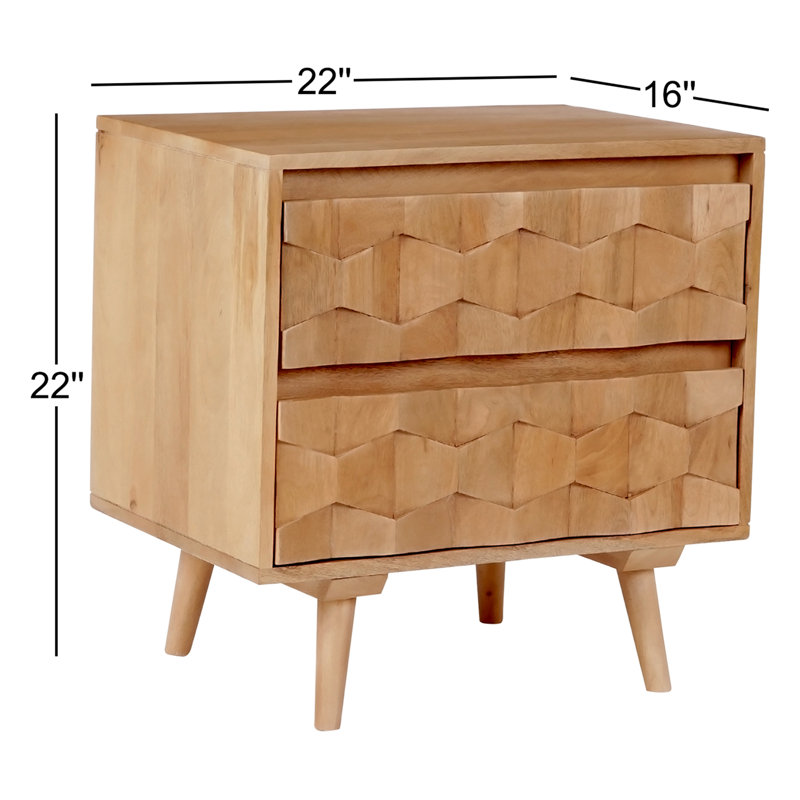 Alice 2 - Drawer Solid Wood Nightstand