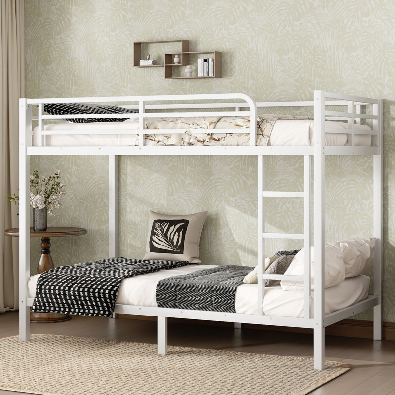 Metal Twin XL Bunk Bed for Teens & Adults, Space-Saving, Noise-Free, No Box Spring, White