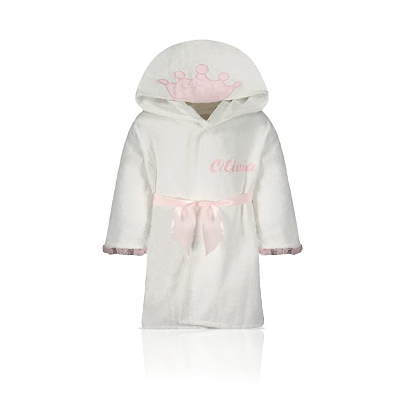 Plush Baby Ankle Bathrobe with Hood, S, Yes