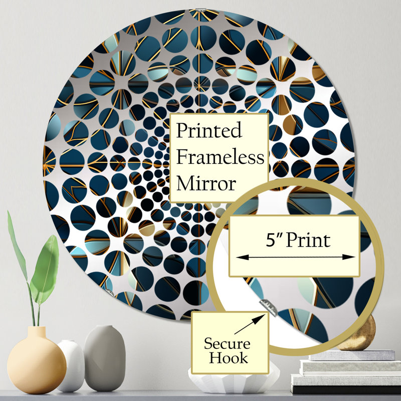 Blue Quantum Mosaic Vision Geometric - Concentric Circles Decorative Mirror, 31.4" x 31.4"