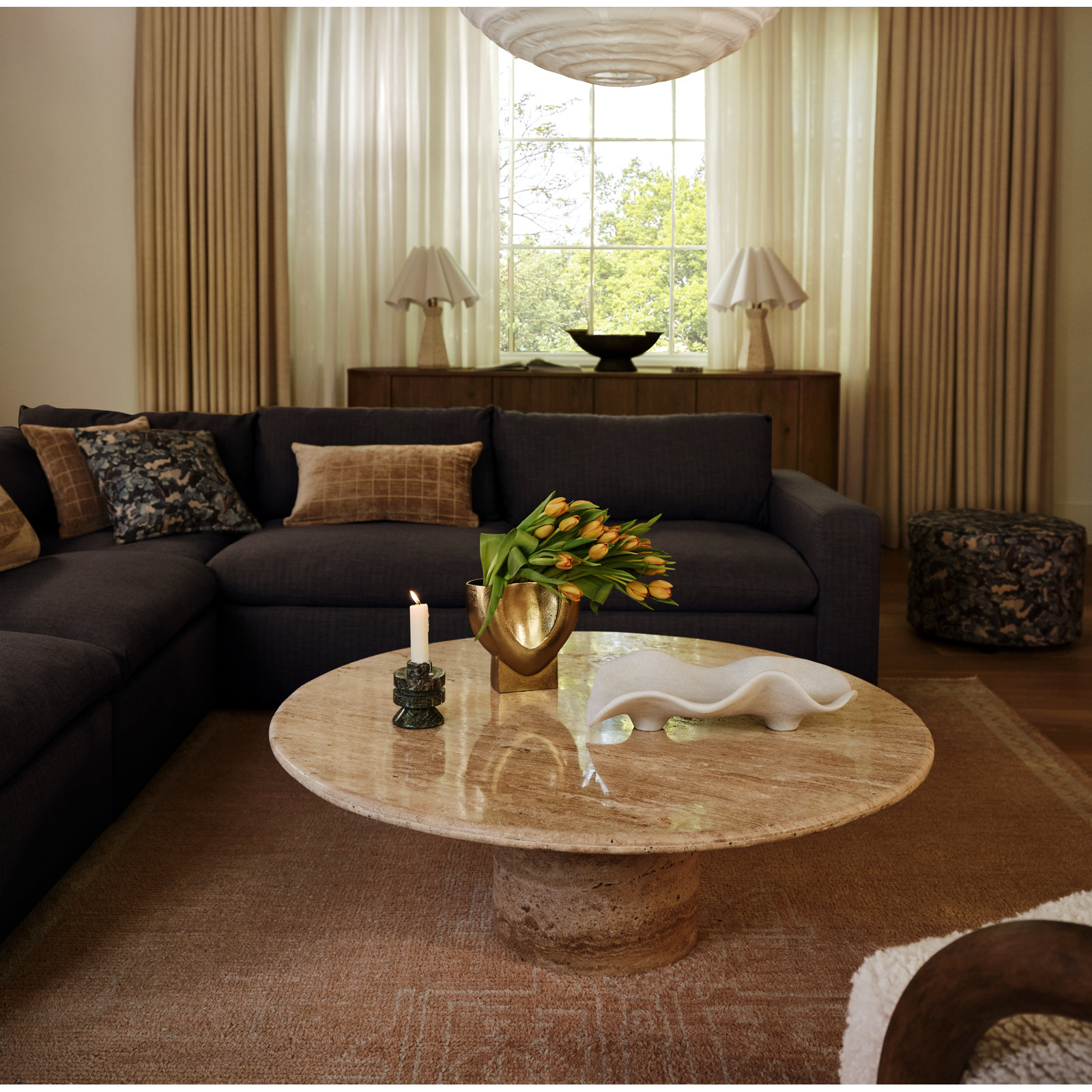 Remy Sectional, Andrew Espresso Performance Chenille