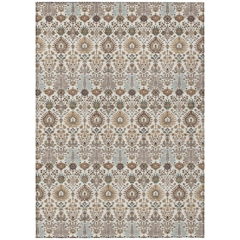 Machine Washable Indoor/Outdoor Gursevak ACN2251 Global Rug, Rectangle 3' x 5'