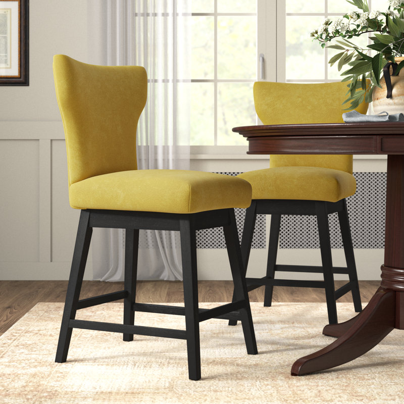 Tabouret de comptoir pivotant 26 po Alvino, Jaune canari