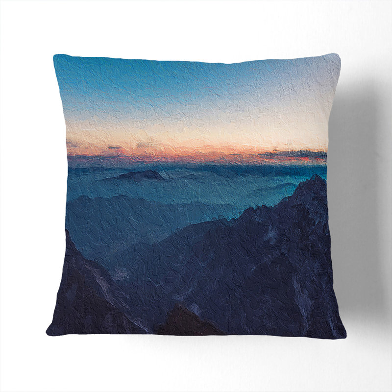 Sunset over Mojstrovka in Slovenia Cushion with Filling, 55cm H x 55cm W x 20cm D, Stone