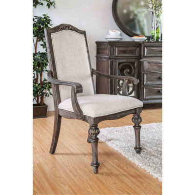 Chaise avec accoudoirs style rustique 2 pièces ton naturel et ivoire