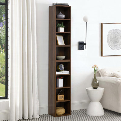 8-Tier Media Tower Rack with Adjustable Shelves, Slim CD/DVD Storage Cabinet for Home Office