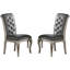 Ensemble de luxe en bois de 2 chaises d'appoint rembourrées en similicuir / polyuréthane