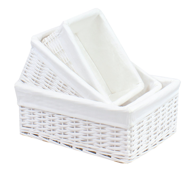 JVL Wicker Decorative Basket, White