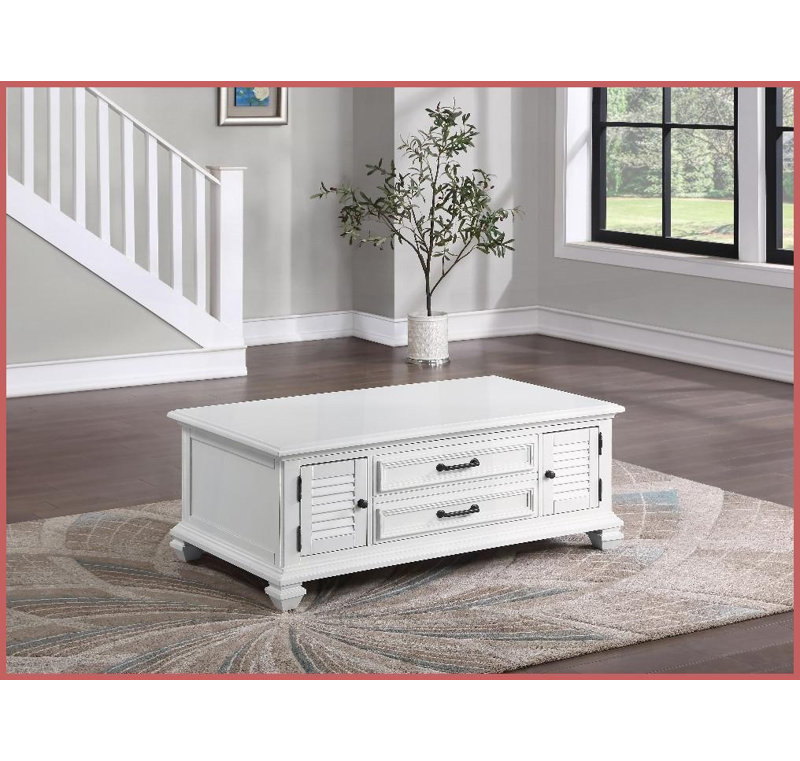 Table basse à plateau relevable avec rangement caché Charlestown - placage durable et amp; Fabrication en bois massif