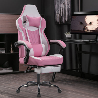 Fauteuil de jeu avec repose-pieds, dossier haut Fauteuil de jeu ergonomique en cuir PVC avec appui-tête réglable