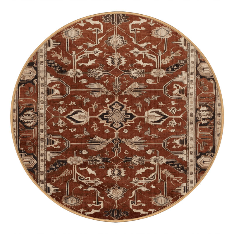 Tapis brun lavable à la machine, Rond 8 pi