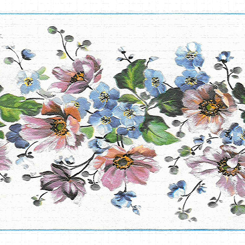 Bordure de papier peint à peindre L 15 pi x l 7 po Flowers on Vines
