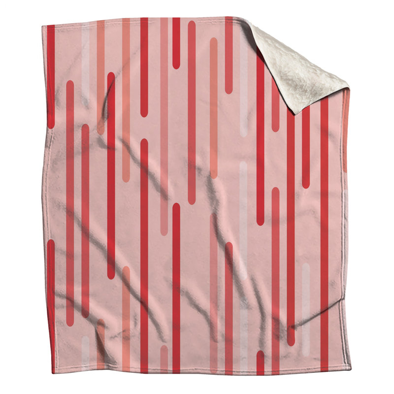 Red Stripes Fleece Throw Blanket - Pattern Throws for Sofas or Beds, 50in W x 60in H