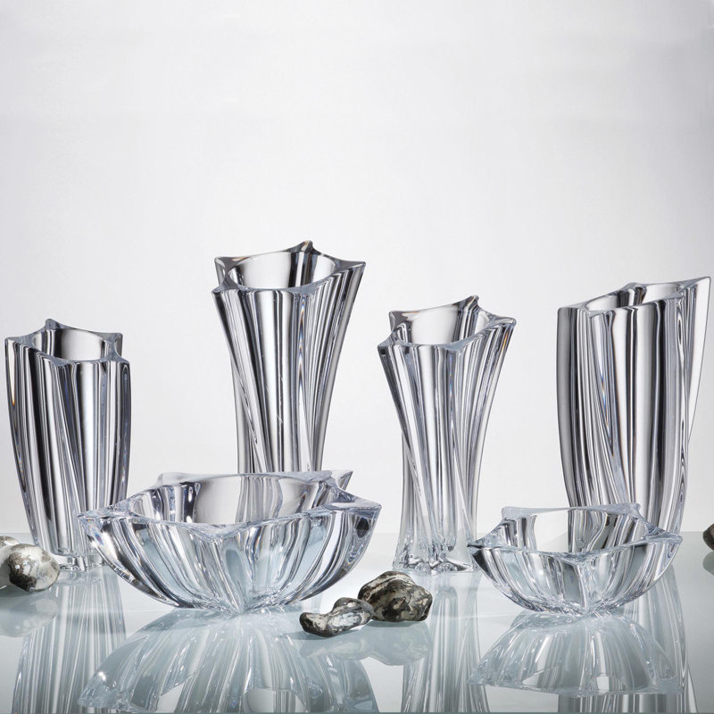 Barry Lead Free Crystal Table Vase, 12"H x 5.9"W x 5.3"D