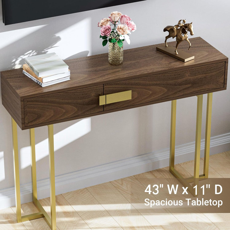 Console Table for Entryway, 43 Inch Narrow Entryway Table with 2 Drawers, Modern