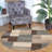 Grey Round Patchwork Power Loom Stain Resistant Area Rug-1671268360