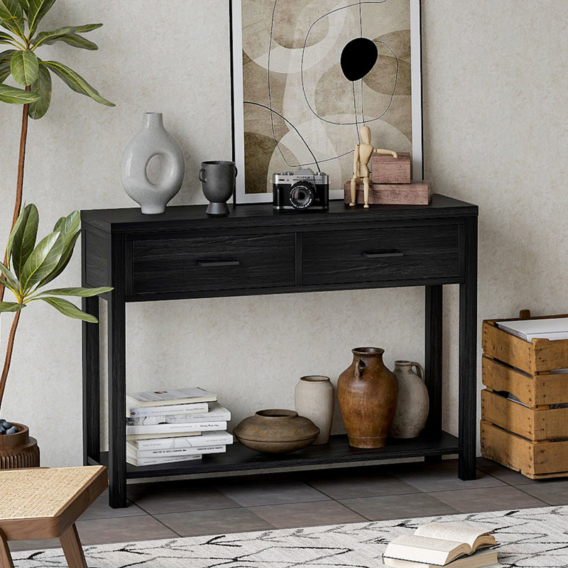 Simple retro rectangular console table, Black