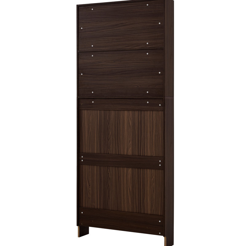 Armoire à chaussures 3 tiroirs pour le couloir. Pieds en bois massif, couleur noyer. Fabrication, style moderne autoportant avec tiroirs. Rangement de salon. , Finition, poignées en métal