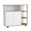 Îlot de cuisine Kamkacht, une armoire, quatre tablettes ouvertes, finition chêne clair / blanc