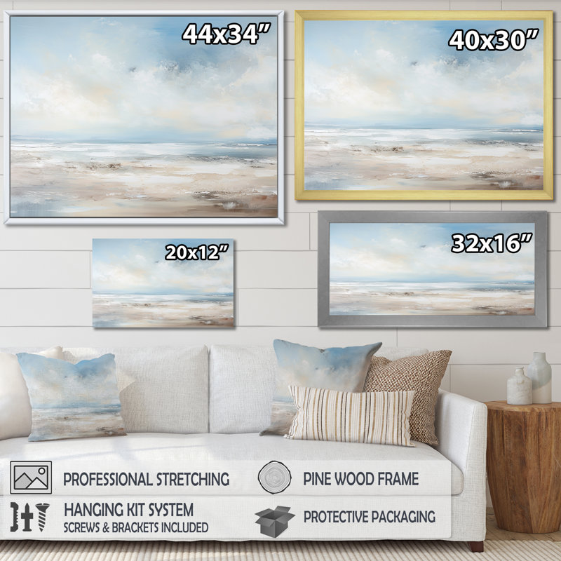«Poling - Coastal Ocean», reproduction sur toile encadrée, H 12 po x l 20 po x P 1 po, Cadre naturel flottant