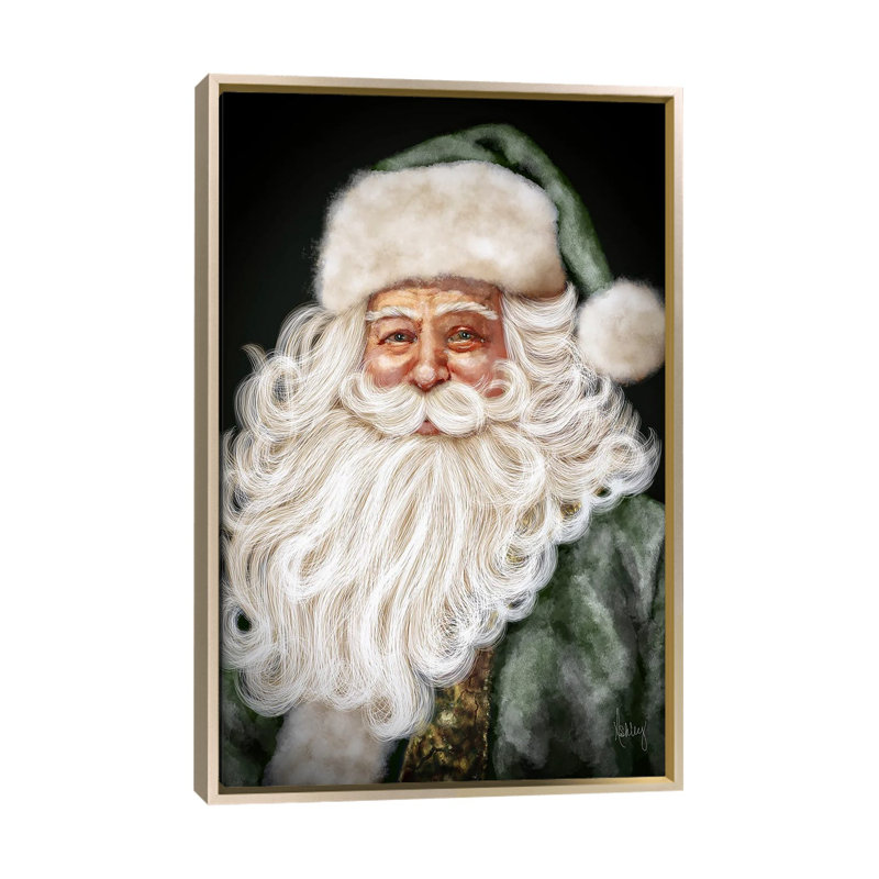 Père Noël vert - reproduction d'art murale - toile encadrée, Champagne