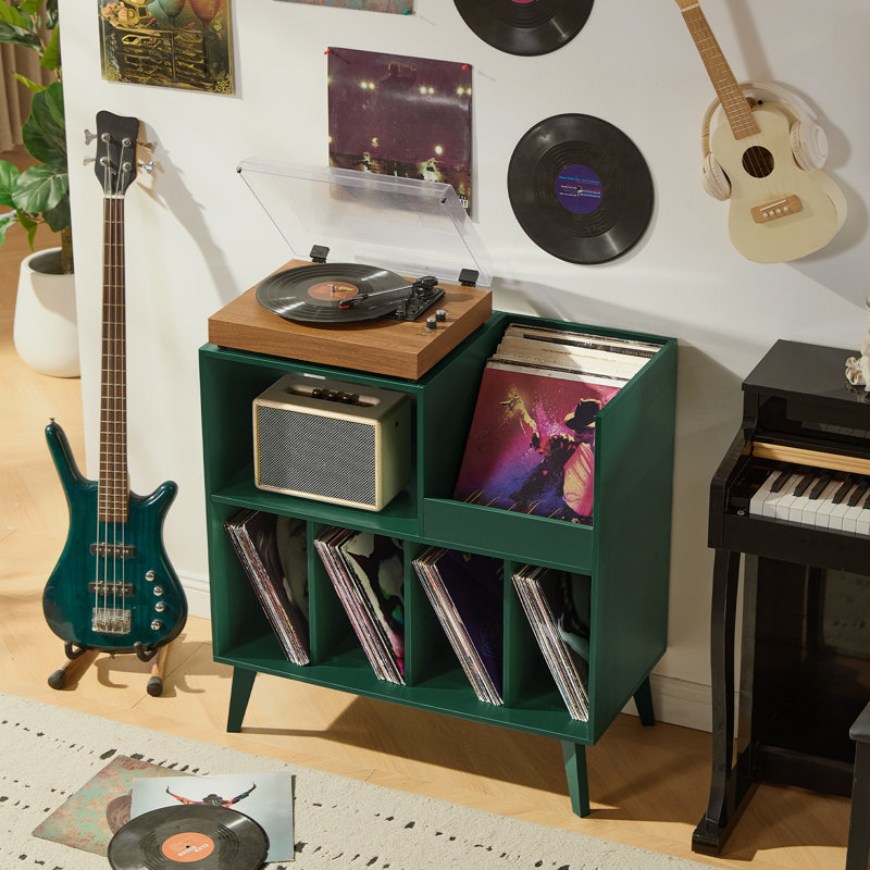 Large Record Player Stand, Green