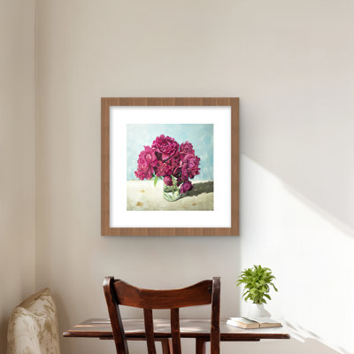 Fuchsia Peony - Framed Matted Floral Print for Bedroom Decor