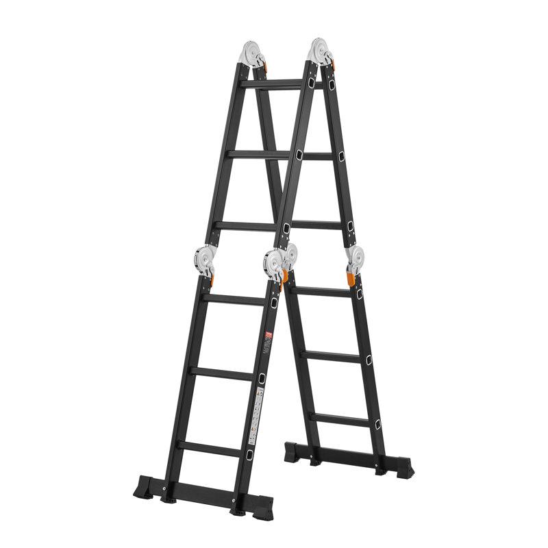 Échelle pliante multi-usages 7-en-1 3 marches pour travailler, 38.2", 10.4", Noir, noir, noir, noir