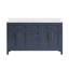 Meuble-lavabo double Tahoe 60 po bleu nuit, comptoir en pierre reconstituée avec dosseret, quincaillerie en laiton satiné-1978032459