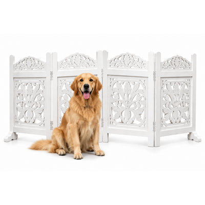 4-Panel Foldable Wooden Dog Gate