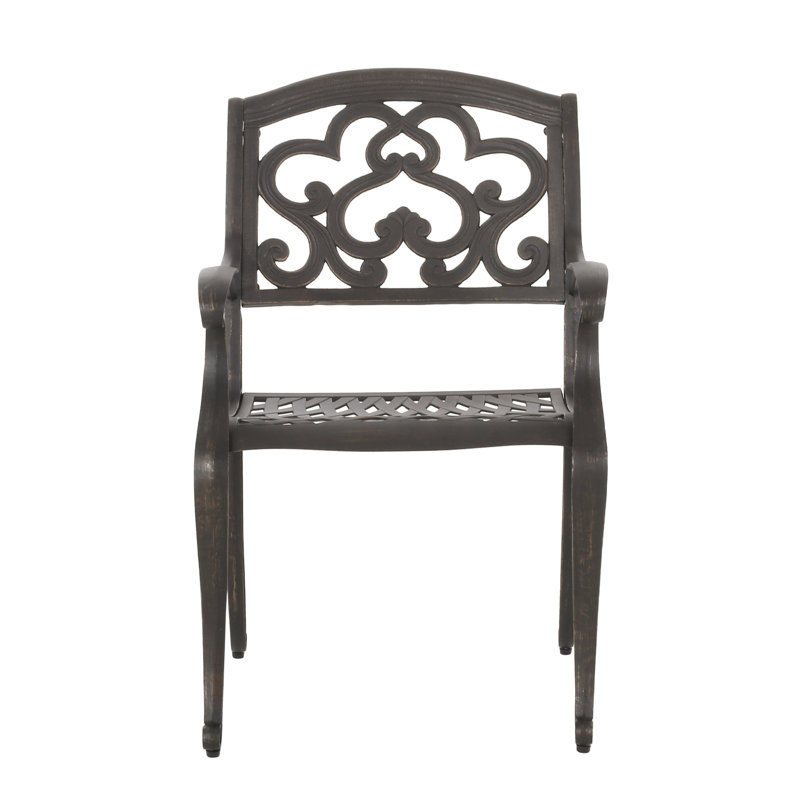 Cast Aluminum Patio Chairs (2), Copper Patina, Rust-, Comfortable Seat, Cloud-like Design Dining Chairs, Of 2, Finish - Hand Crafted